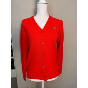 Vintage Lacoste Haymaker Bright Red Cardigan size 38